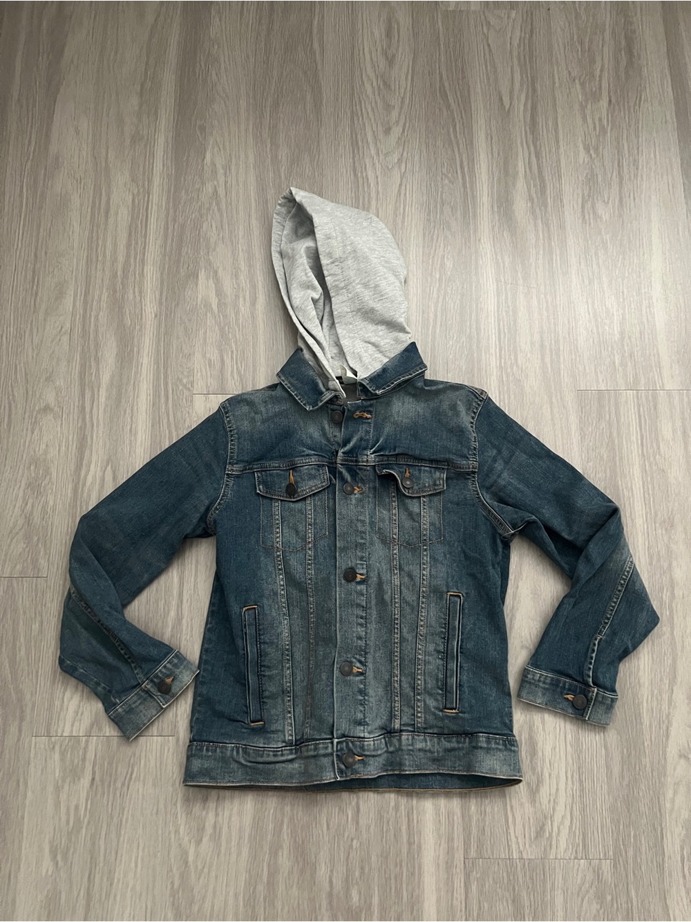 Thereabouts Hooded Denim Trucker Jacket Blue Gray Size M 10/12